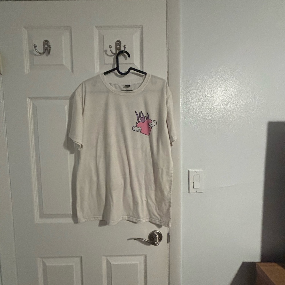 White Graphic T-Shirt with Heart Design